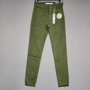 Tractr Jeans Womens 0 Mona High Rise Crop Slim Ankle Frayed Hem Garment Dyed